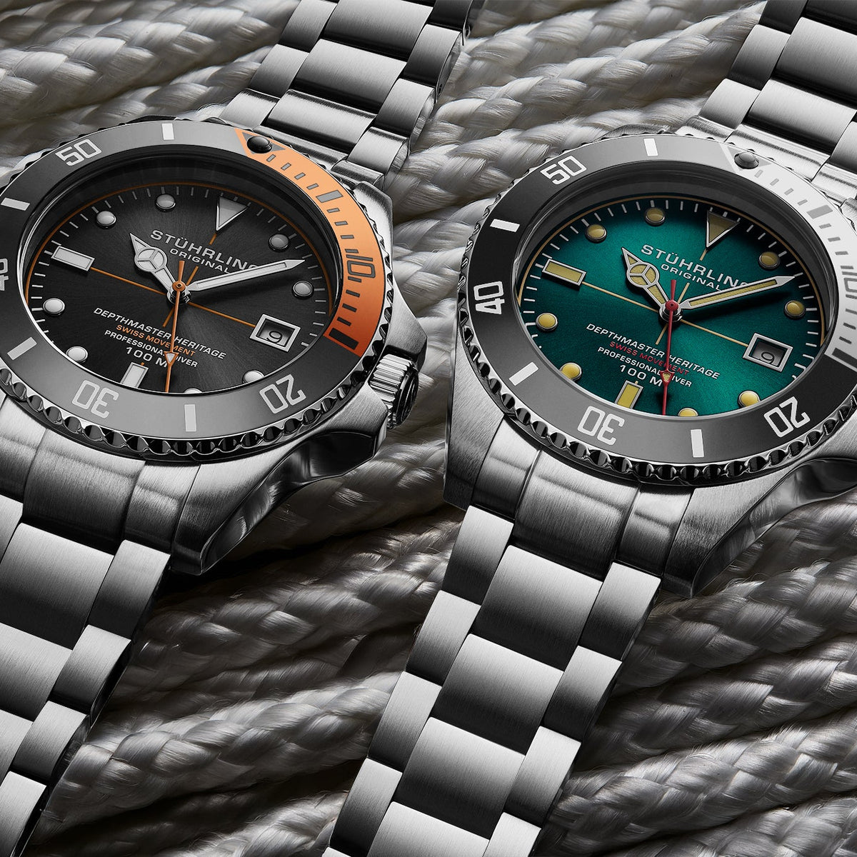 Stührling Depthmaster Heritage 4058 Swiss Quartz 42mm
