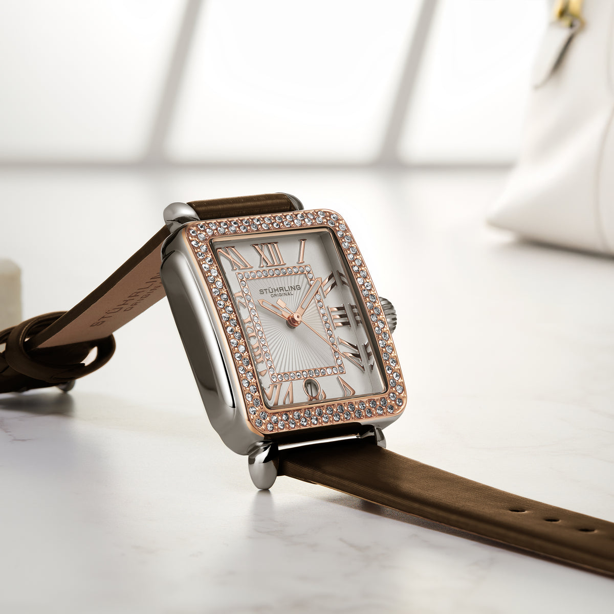 Stührling VivreLuxe 4060L 34mm Rectangle Ladies Quartz Fashion Watch