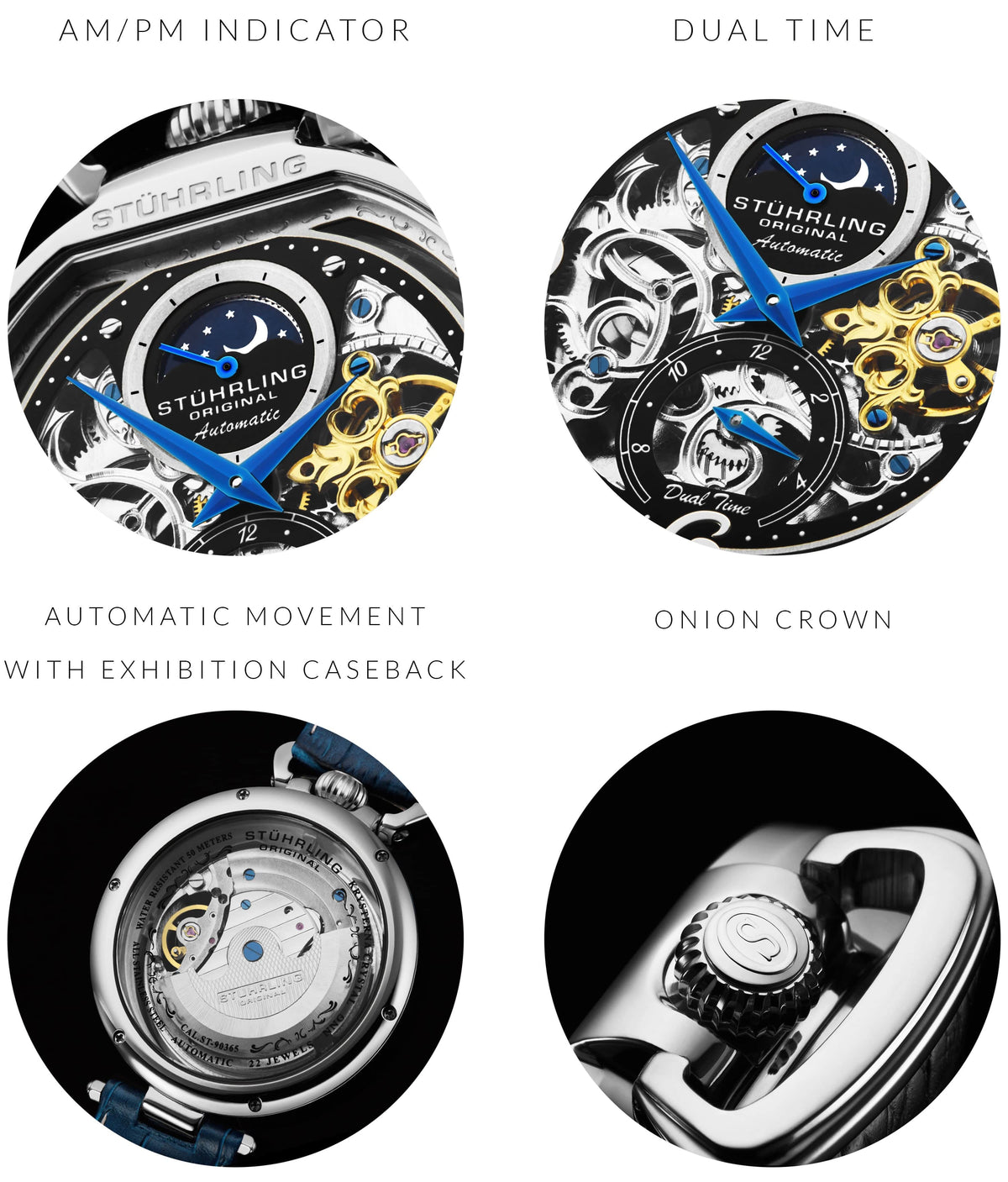 Modena 3954 Dual Time Automatique 46 mm Squelette