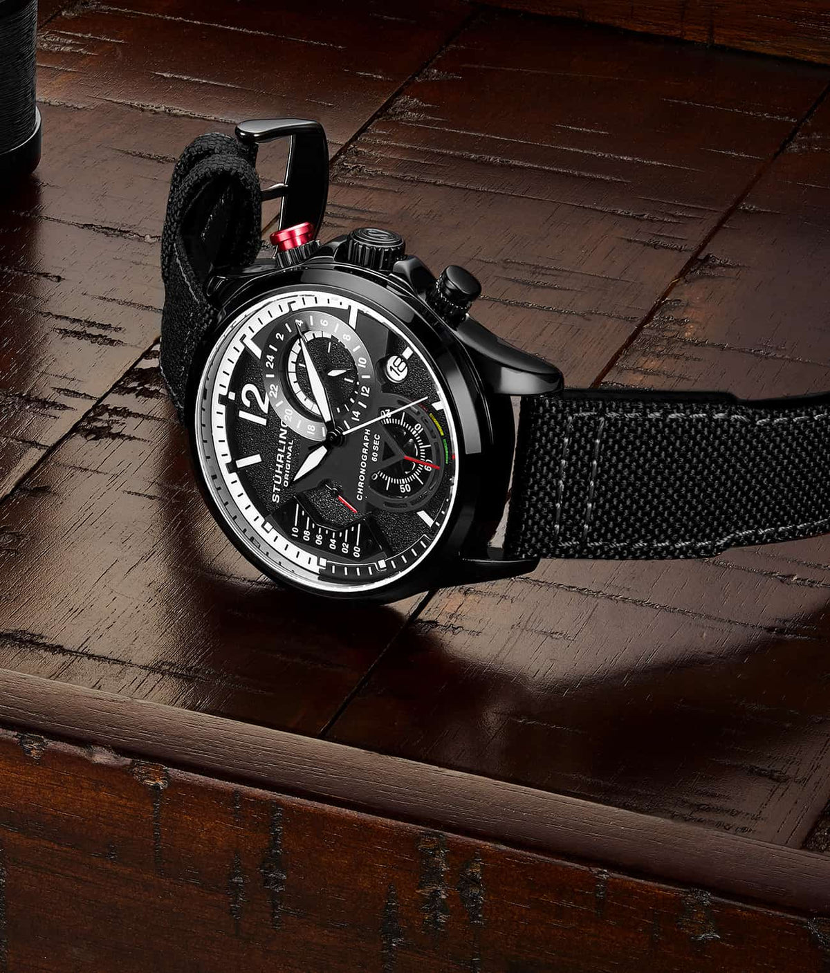 Black Dial / Black Case / Black Leather Strap Black Tang Buckle