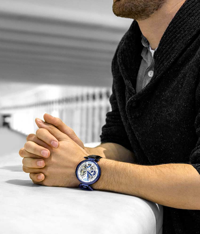 Silver Dial / Blue PVD Case / Black Band