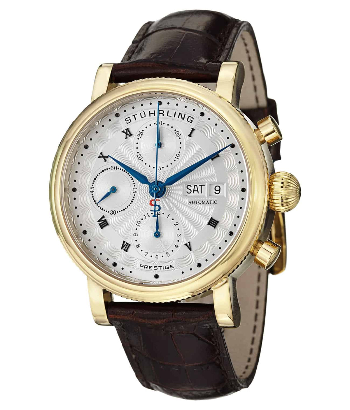 Silver Dial / Gold Case / Brown Leather Strap Tang Buckle