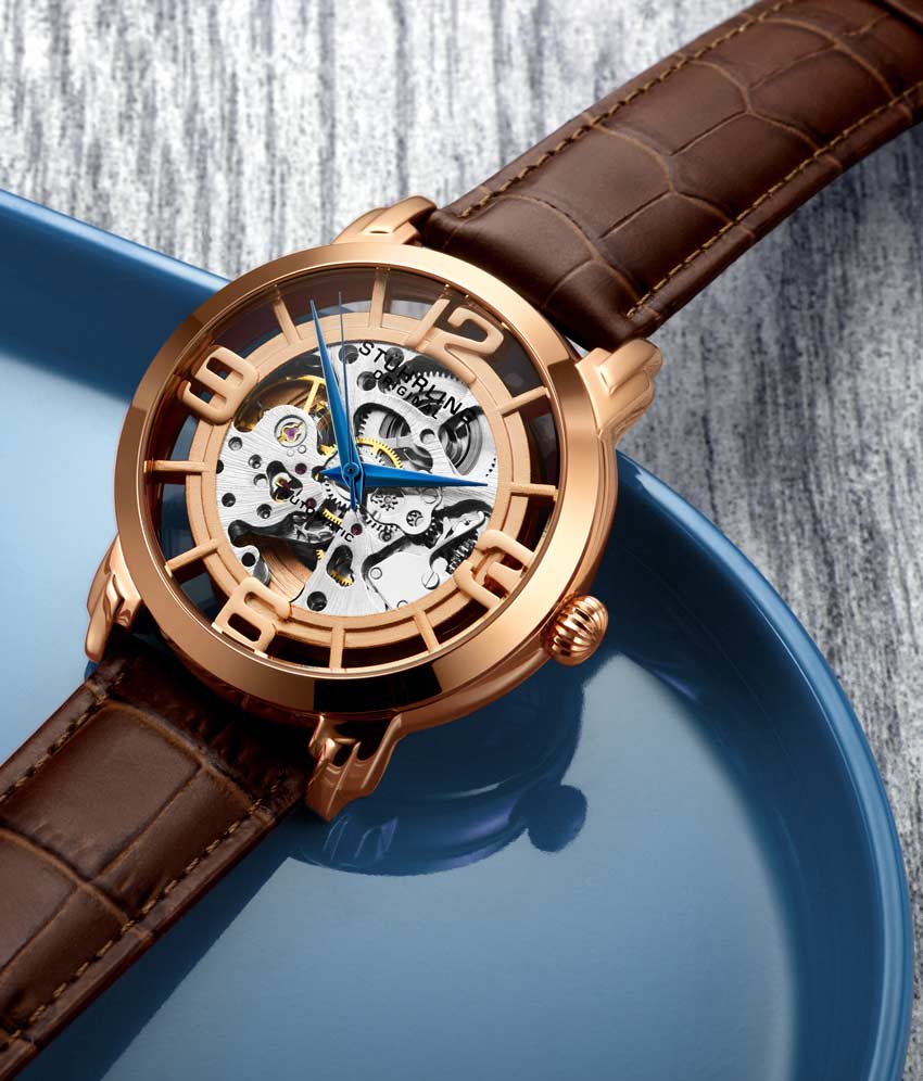 Rose Dial / Rose Case / Brown Leather Strap Rose Gold Layered Tang Buckle