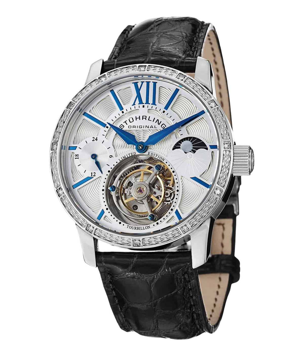 Silver Dial / Silver Case / Black Alligator Strap Deployant Buckle
