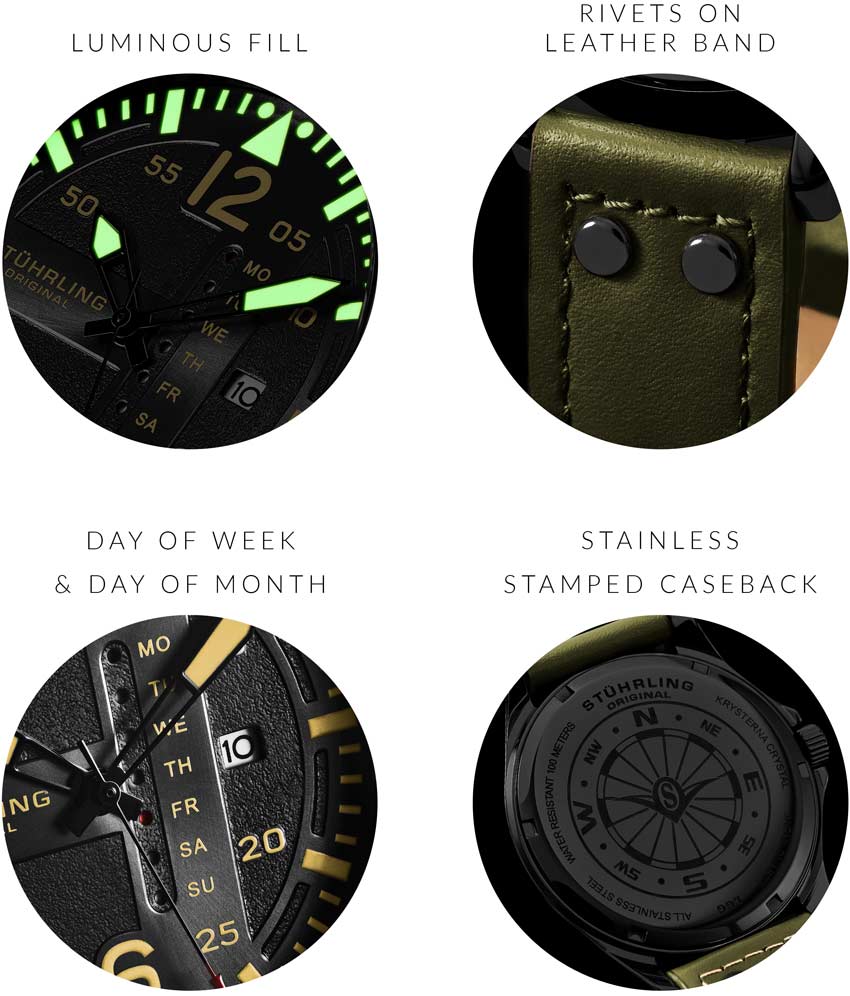 Black Dial / Black Case / Green Band