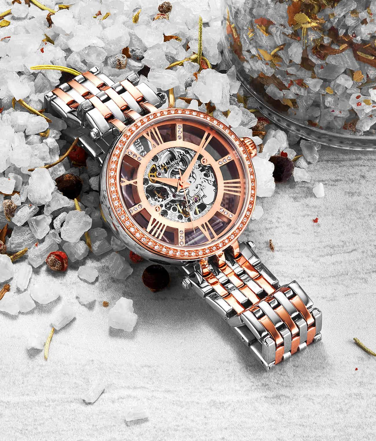 Stunning Skeletons Rose Duo with Signature Pen and Stud Earring