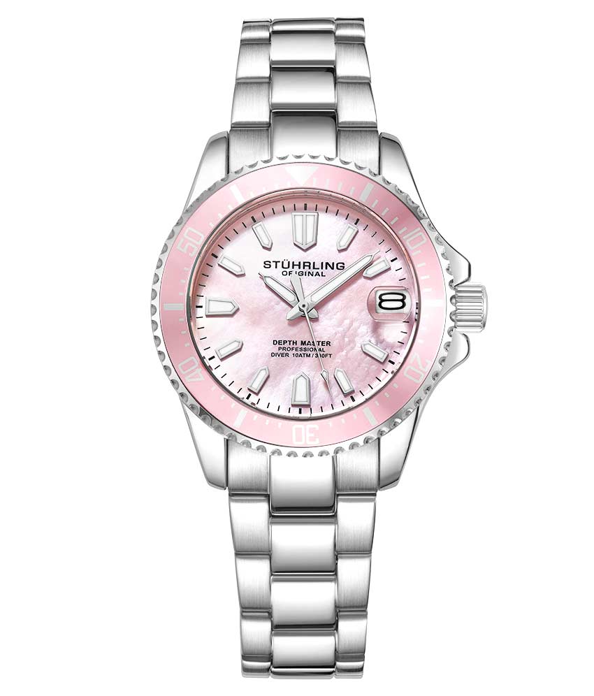 Pink Dial / Silver Case / Silver Stainless Steel Bracelet Silver Deployant Buckle