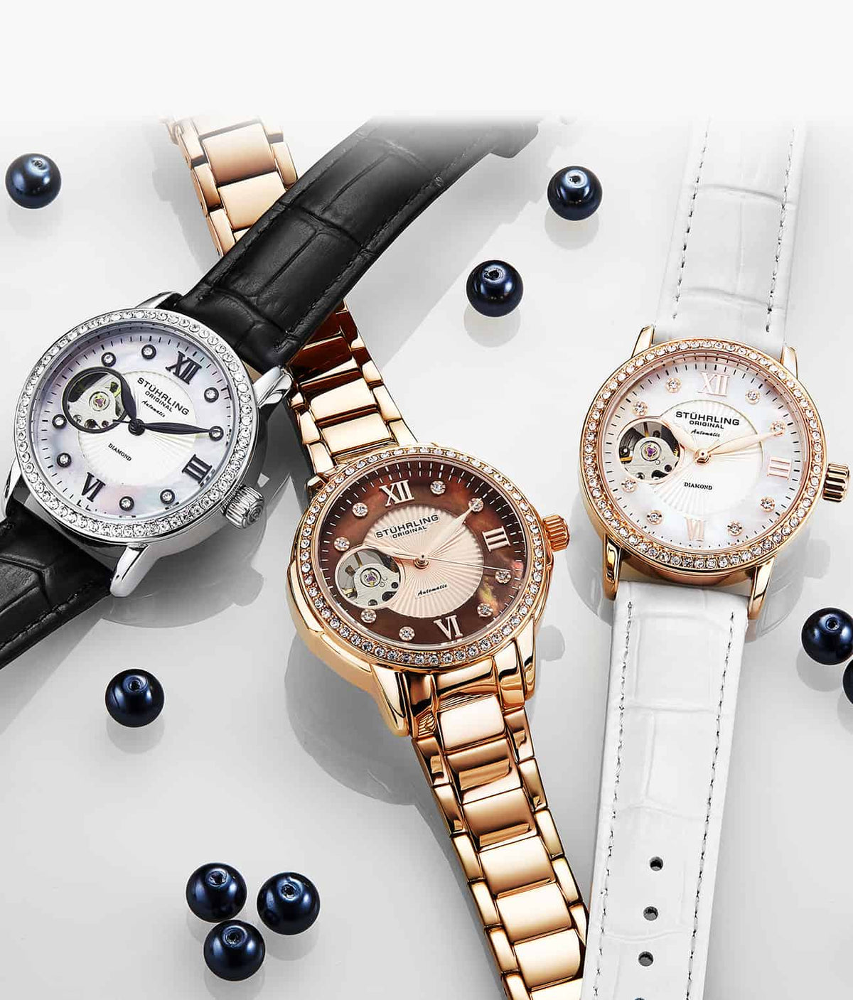 Silver Dial / Rose Case / White Band