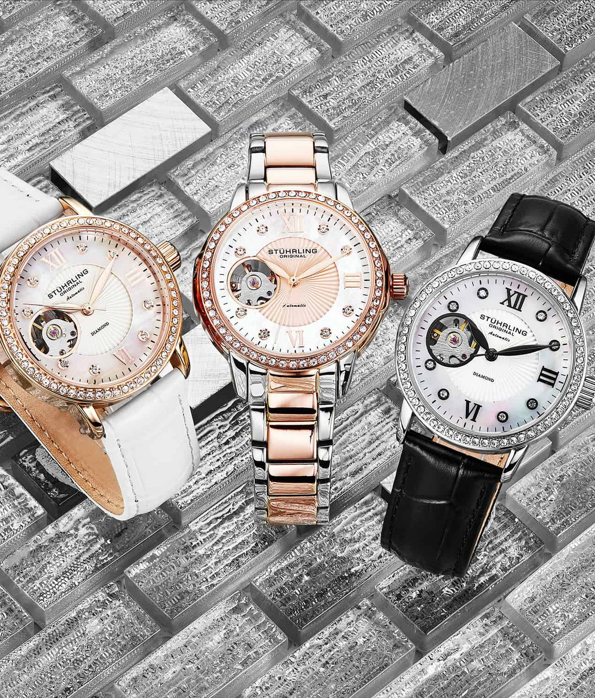 Silver Dial / Rose Case / White Band