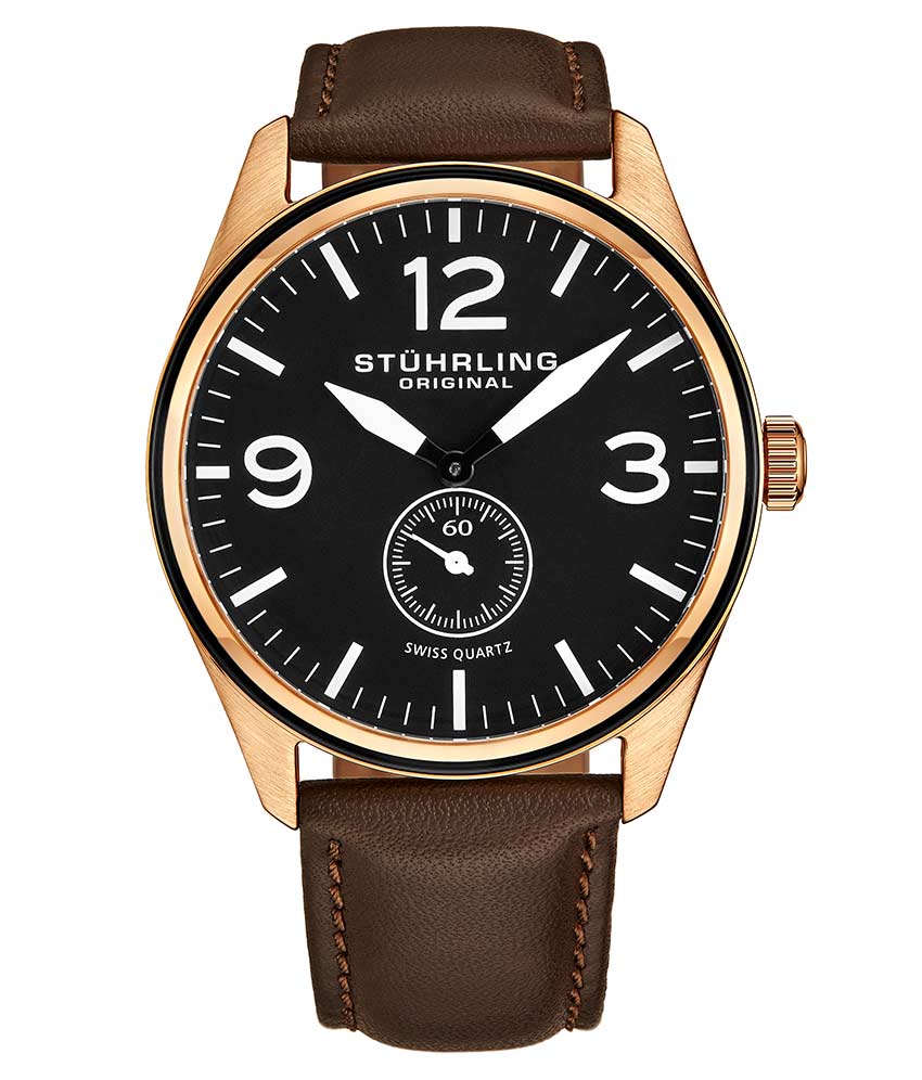 Black Dial / Rose Case / Brown Band