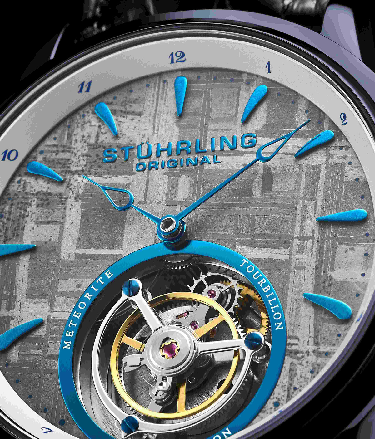 Stuhrling Original watch face with blue accents and detailed design