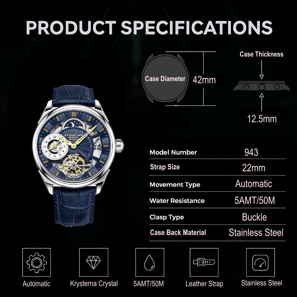 Stührling Presidia 943A Automatic 42mm Skeleton