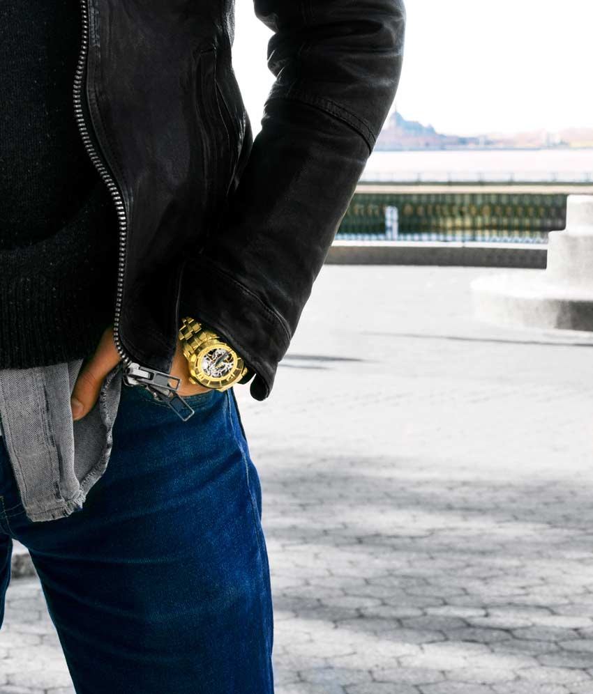 Gold Dial / Gold Case / Gold Stainless Steel Bracelet Gold Layered Deployant Buckle