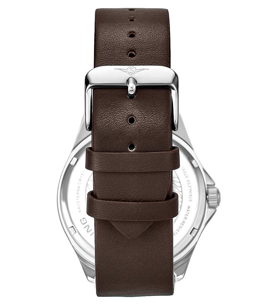 Black Dial / Silver Case / Dark Brown Band