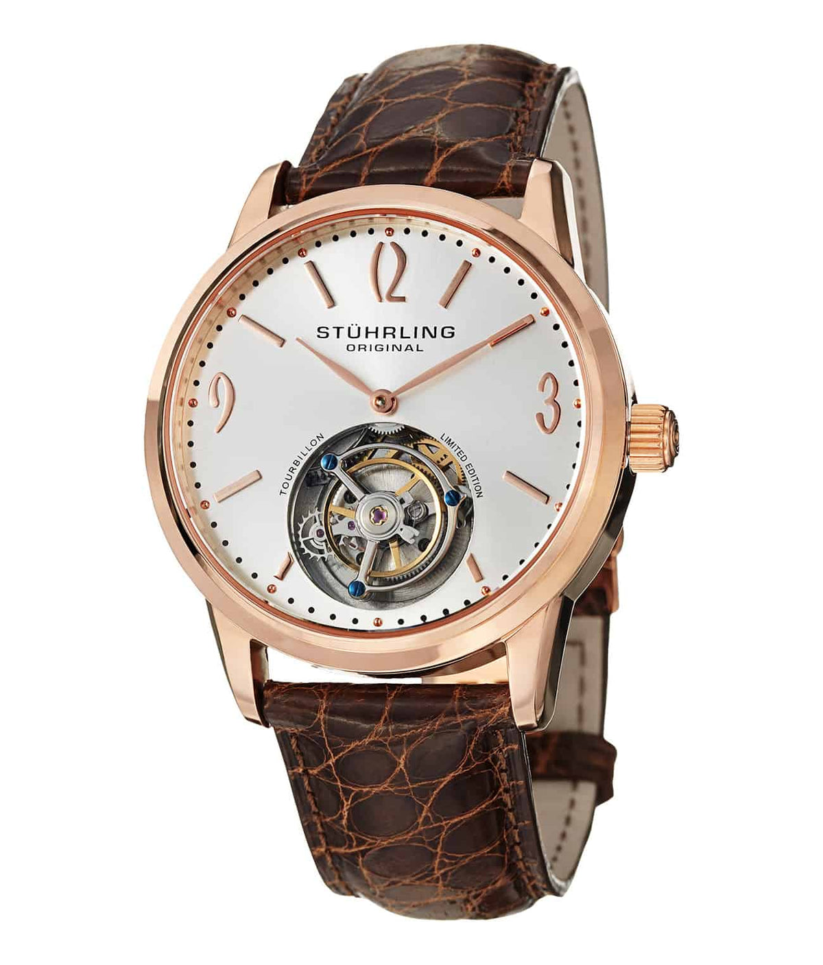 Silver Dial / Rose Case / Brown Band