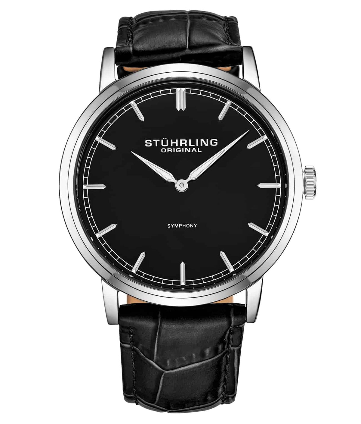 Black Dial / Silver Case / Black Leather Strap Tang Buckle