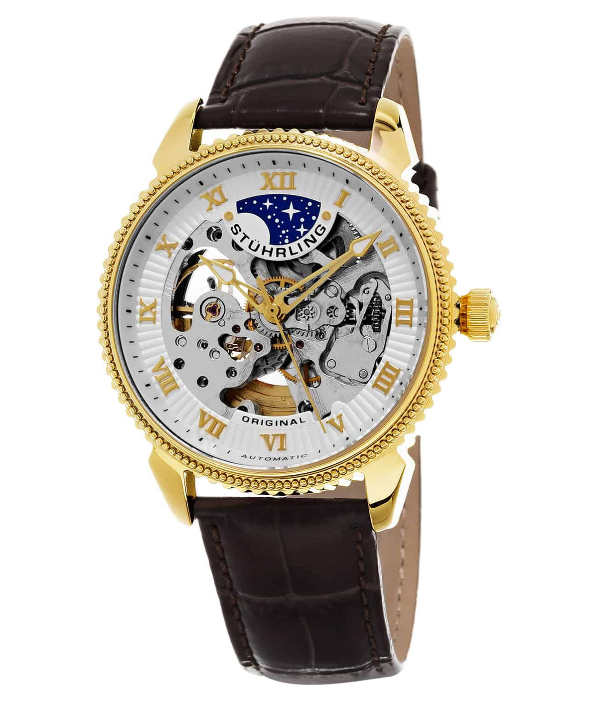 Silver Dial / Gold Case / Brown Leather Strap Tang Buckle