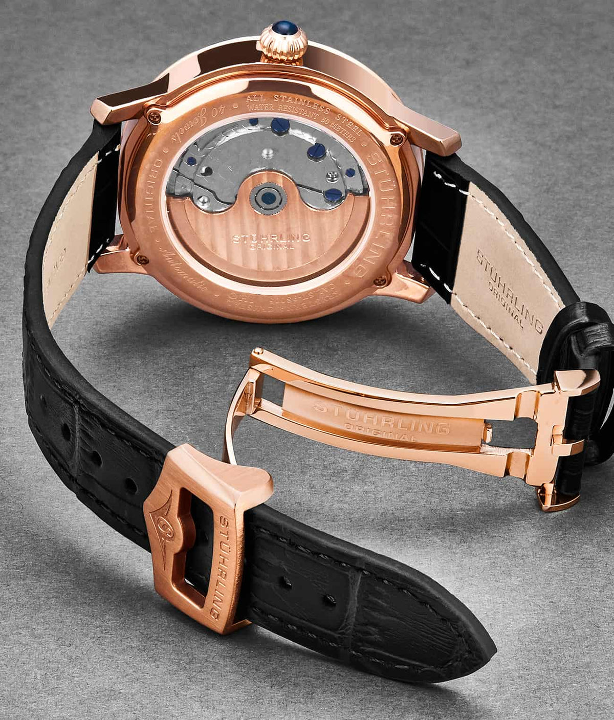 24mm Leather Strap with Stainless Steel Deployant Buckle