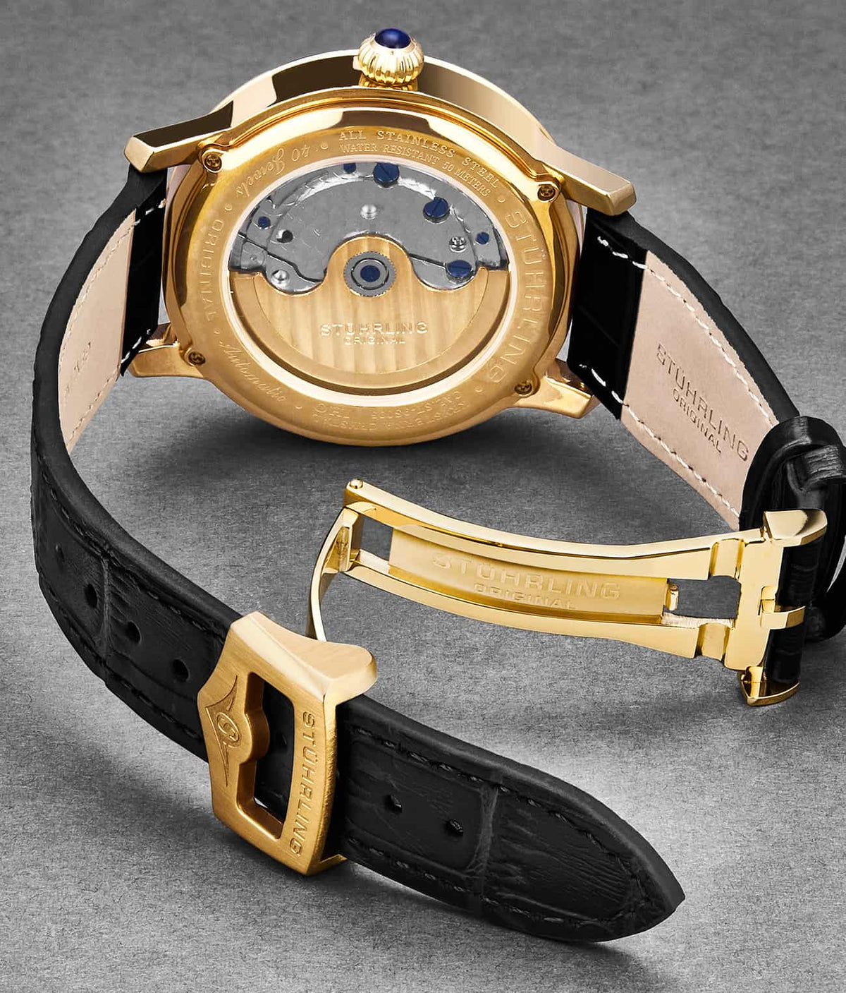 24mm Leather Strap with Stainless Steel Deployant Buckle